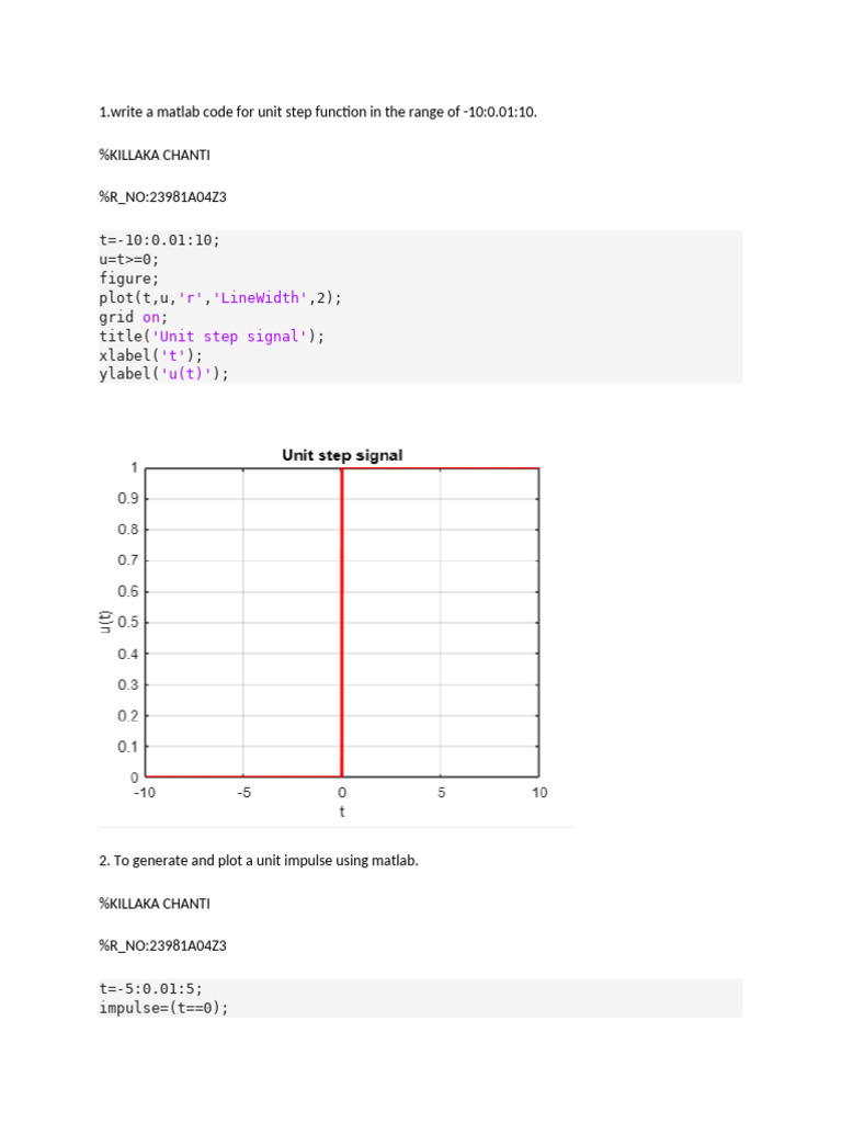 MATLAB Code for Signal Plots | PDF