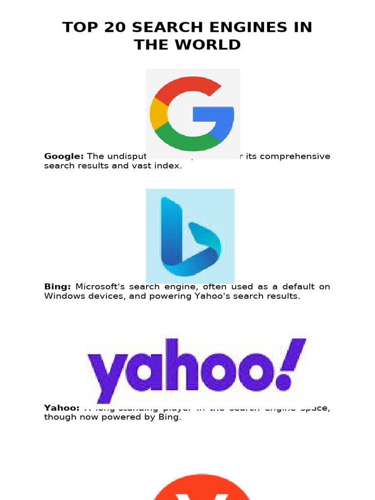 Top 20 Search Engines Worldwide | PDF