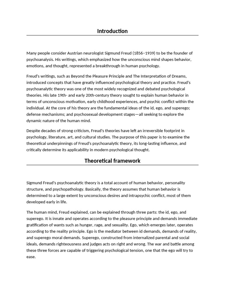 Freud's Psychoanalytic Theory Explained | PDF | Sigmund Freud ...