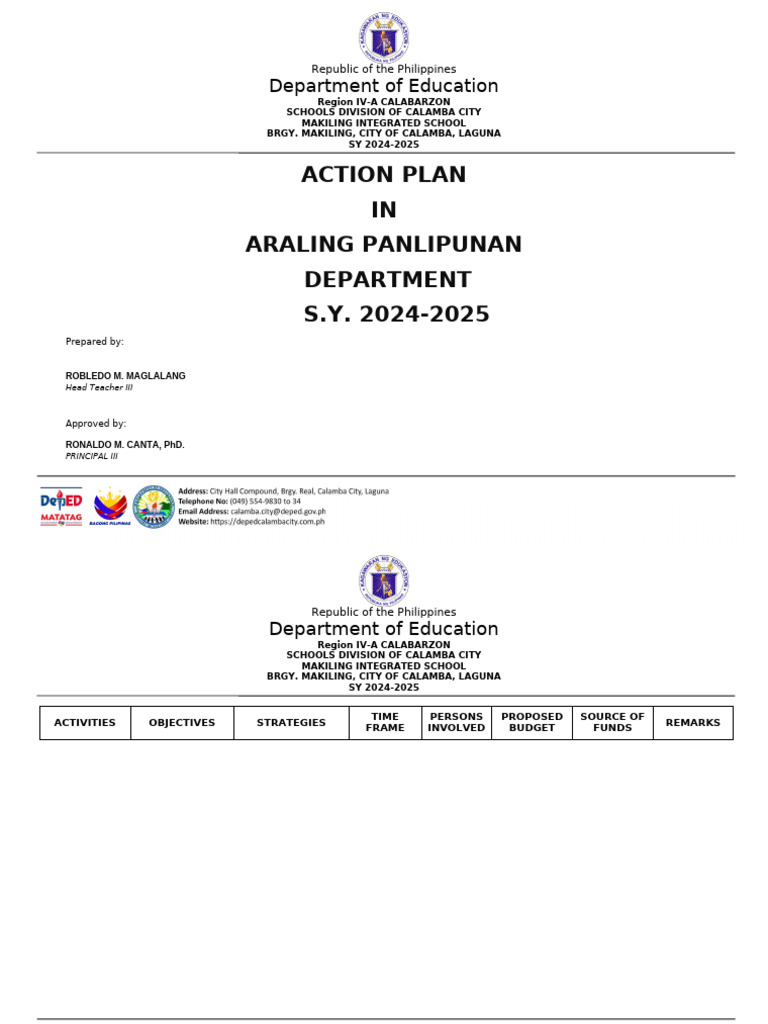 Action Plan AP Department | PDF