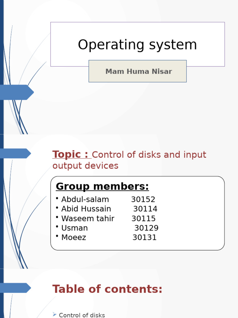 Disk and Input/Output Device Control | PDF | Computer Data Storage ...