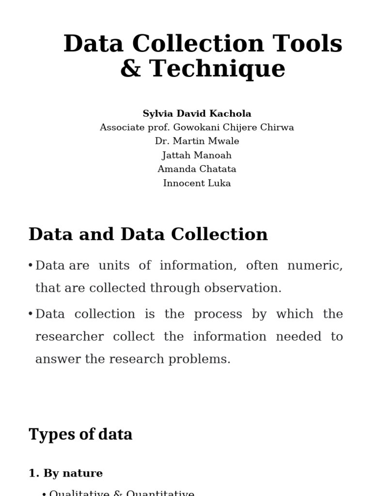 M&E Data Collection Tools Overview | PDF | Level Of Measurement ...