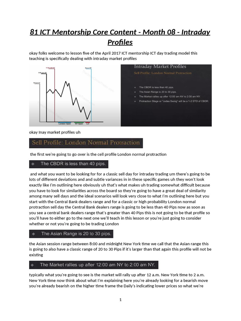 81 ICT Mentorship Core Content - Month 08 - Intraday Profiles | PDF ...
