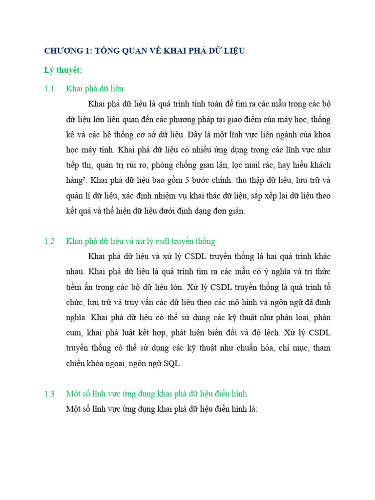 Lý Thuyết KPDL | PDF