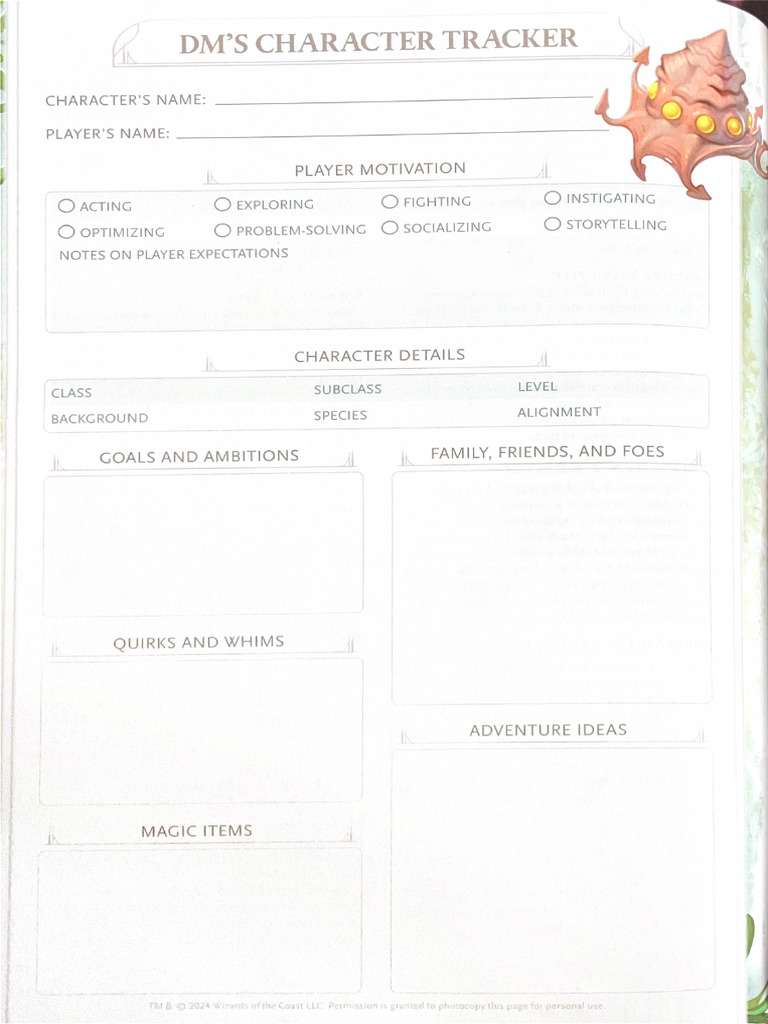 DM's Character Tracker | PDF