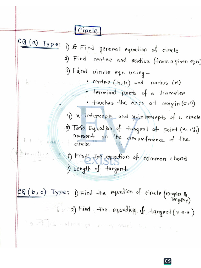 HSC Math Circle One Shot | PDF