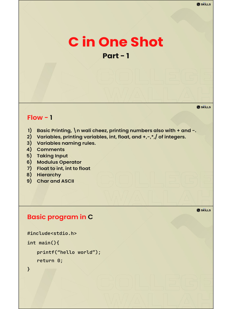C Programming Basics: Variables & Operators | PDF | Computer ...