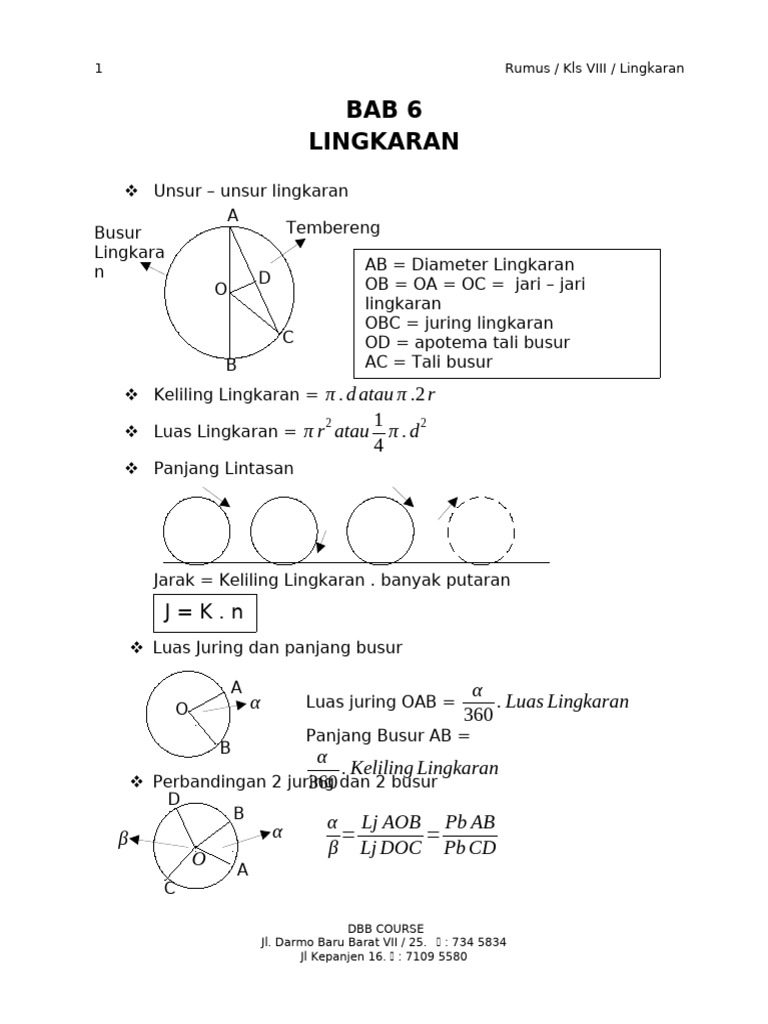 Rumus Lingkaran untuk Kelas VIII | PDF
