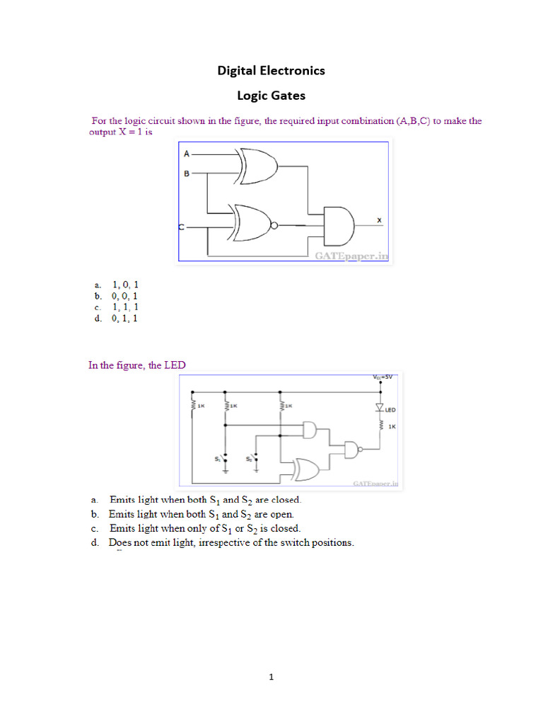Digital Electronics Internship Question | PDF