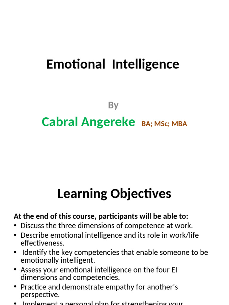 Understanding Emotional Intelligence | PDF | Emotional Intelligence ...