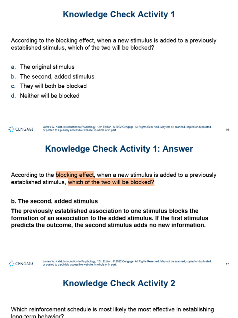 Psychology Knowledge Check Activities | PDF | Color ...