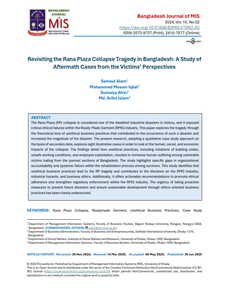 Ethical Failures in Rana Plaza Collapse | PDF | Business Ethics | Case ...
