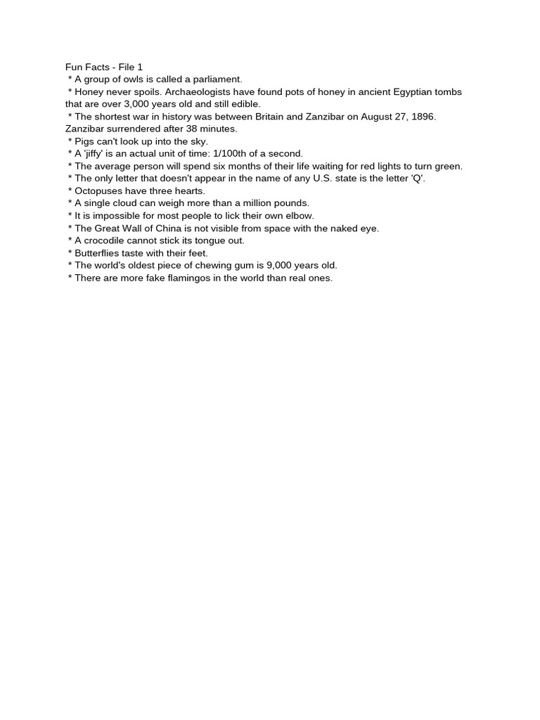 Fun Facts and Trivia Collection | PDF