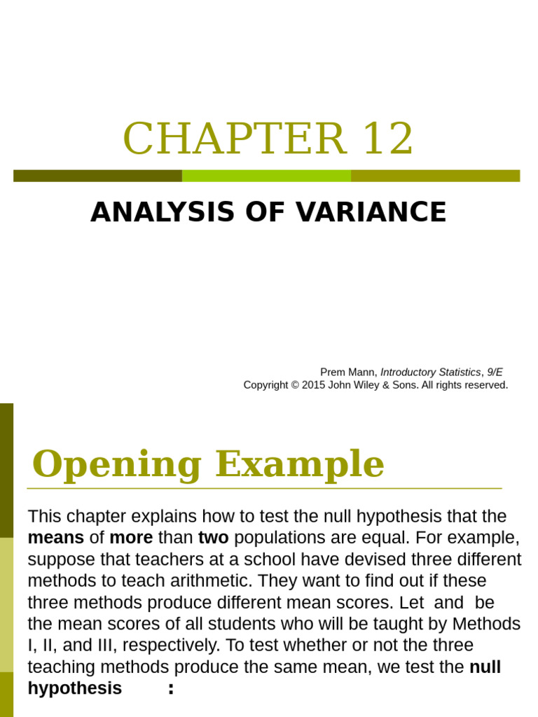 Chapter 12 | PDF | Variance | Analysis Of Variance