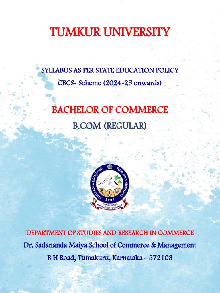 B.Com Regular Syllabus 2024-25 PDF | PDF | Educational Stages | Higher ...