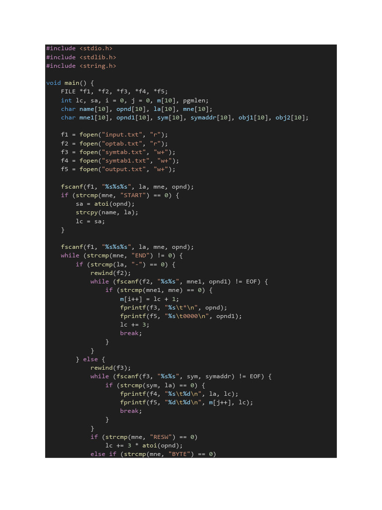 Assembly Language Program Loader Code | PDF