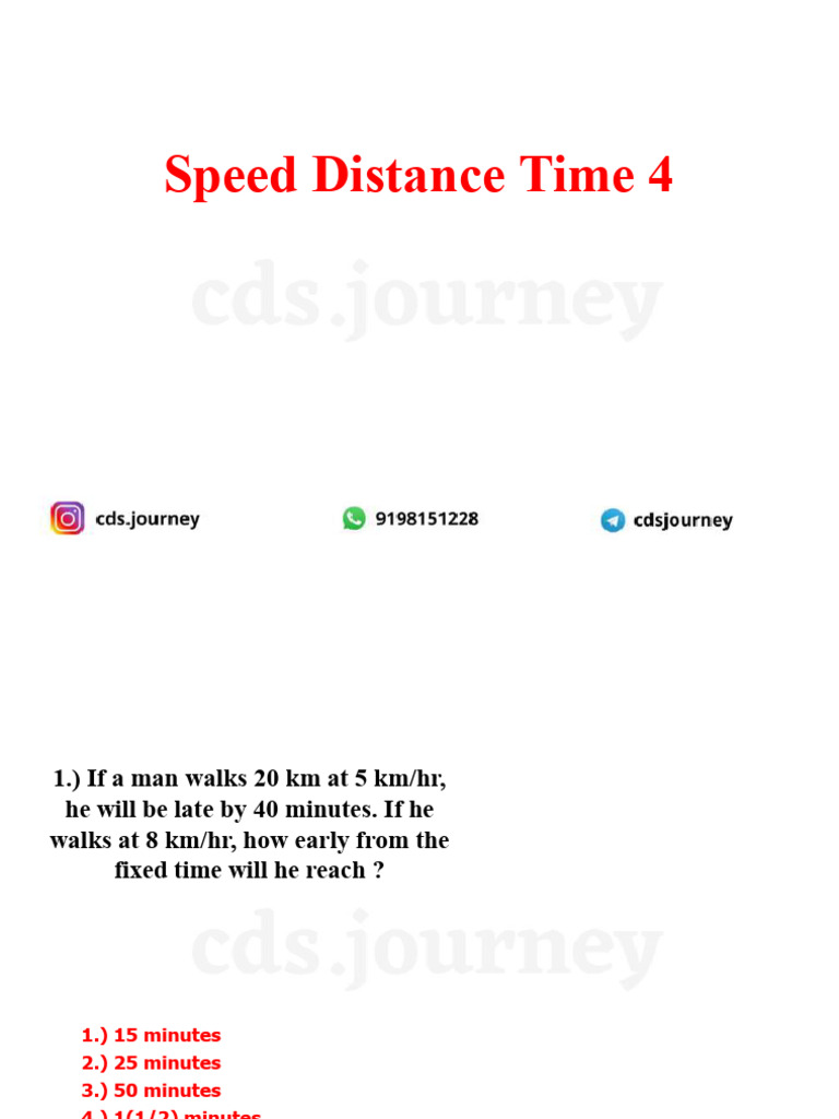 Speed Distance and Time 4 | PDF | Speed | Chess