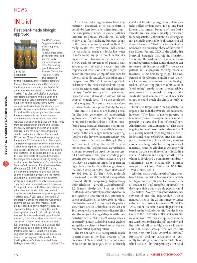 First Plant-Made Drug Approved | PDF | Small Interfering Rna ...