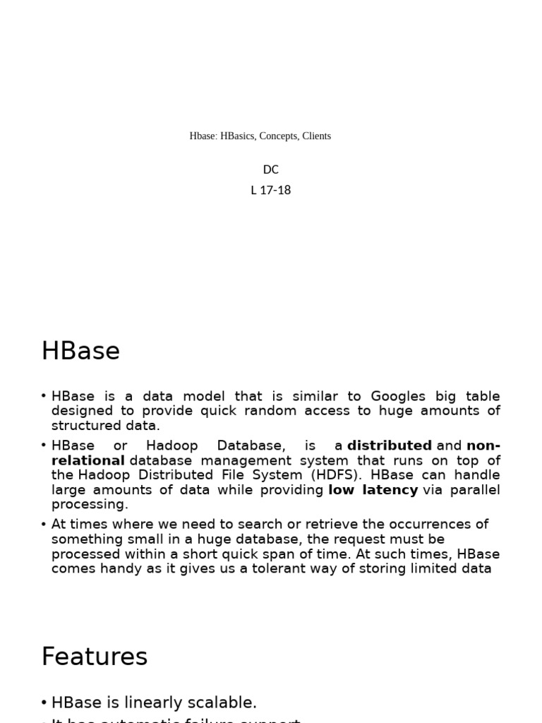 HBase Overview: Features and Use Cases | PDF | Apache Hadoop | Databases
