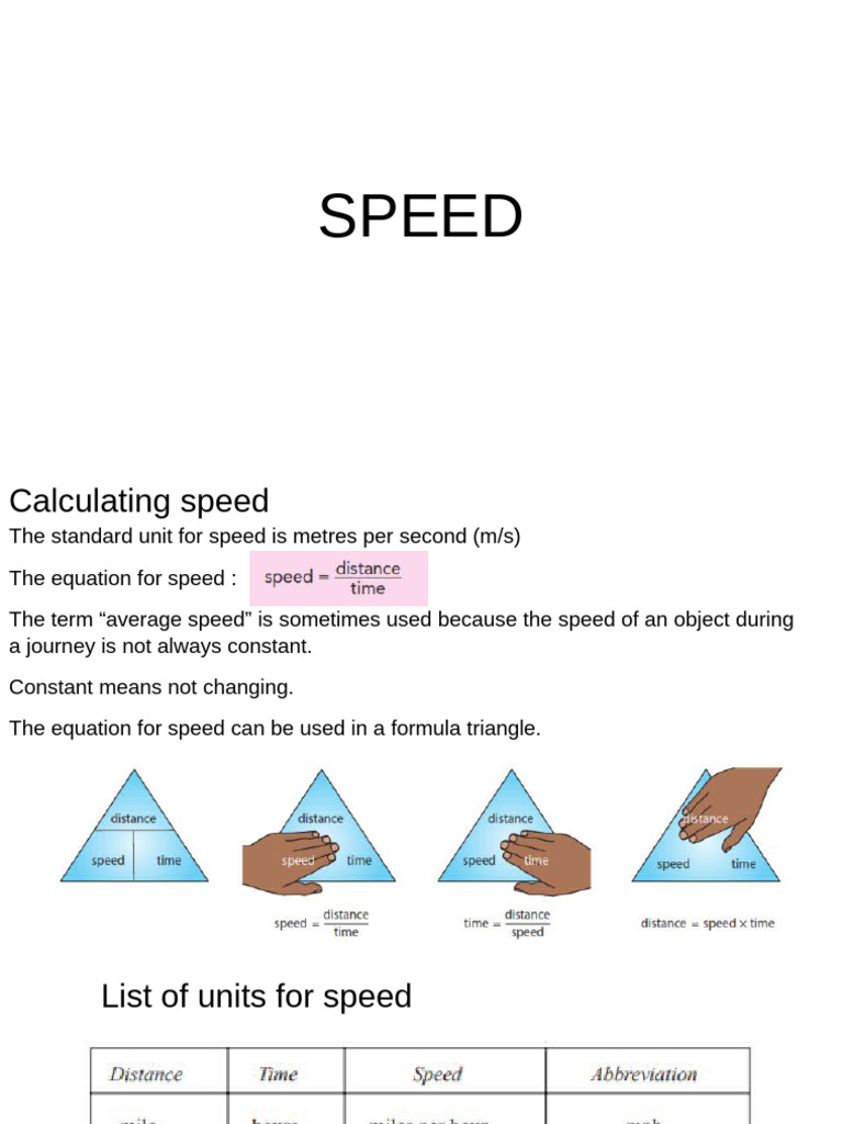 Understanding Speed Calculations and Units | PDF