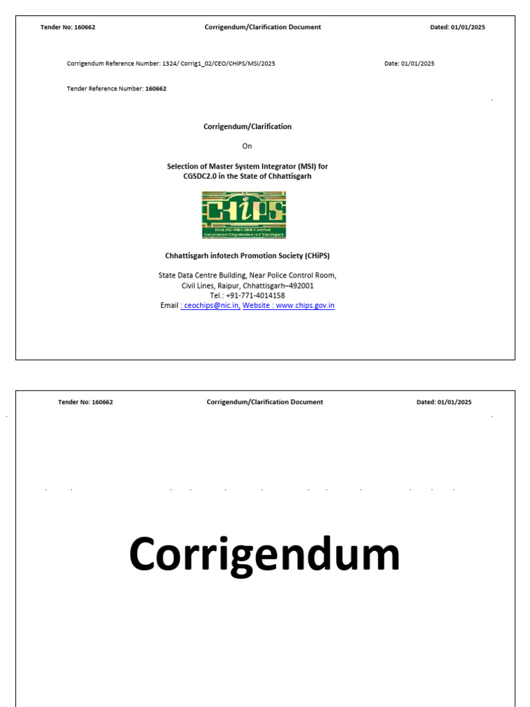 Corrigendum Clarification 004 CGSDC 2 | PDF | Subcontractor | Computer ...