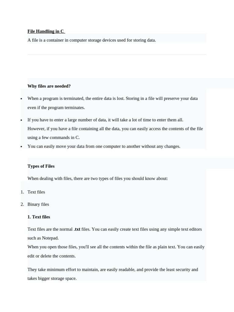 File Handling Basics in C Programming | PDF | Computer File | Pointer ...
