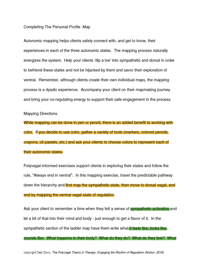 Personal Profile Map in Polyvagal Therapy | PDF | Psychology ...