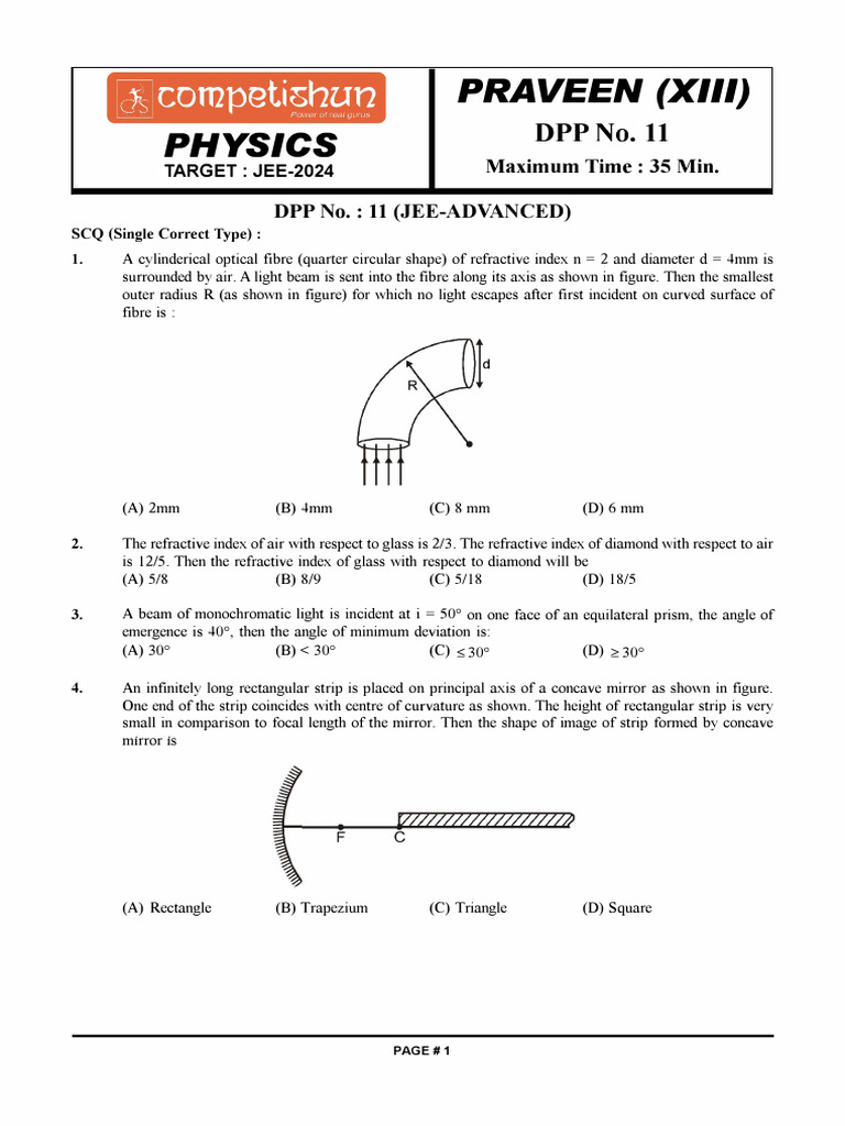 JEE-2024 Physics DPP No. 11 Solutions | PDF