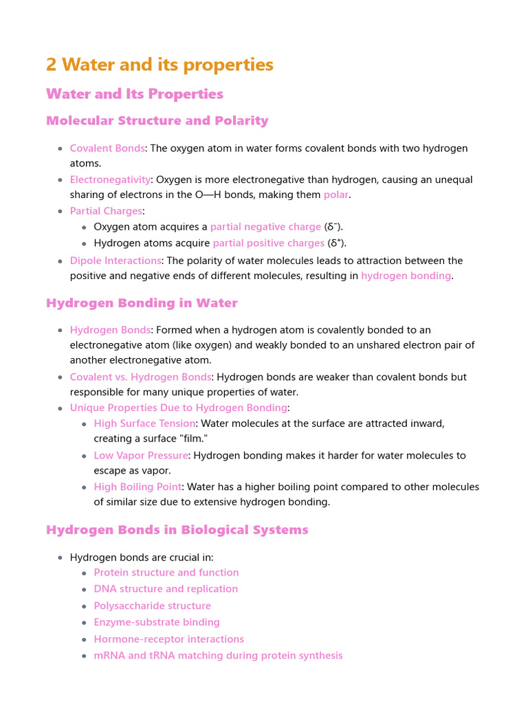 Water and Its Properties | PDF | Water | Properties Of Water