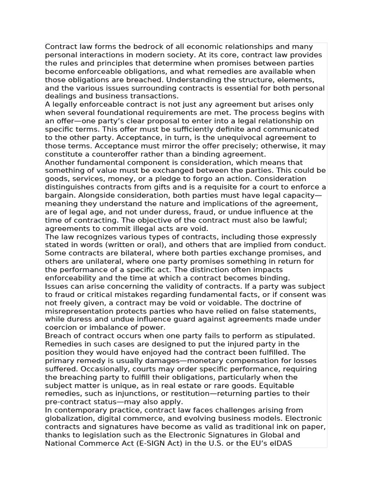 Understanding Contract Law Essentials | PDF | Civil Law (Legal System ...