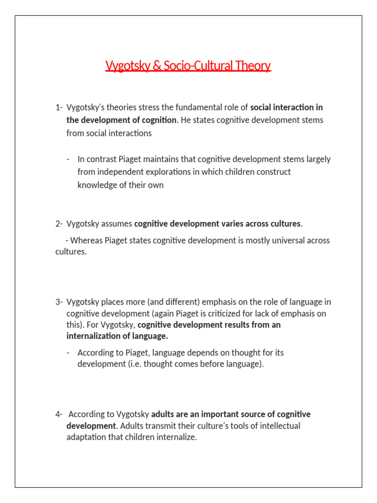 Vygotsky's Socio-Cultural Theory Insights | PDF | Cognitive Development ...