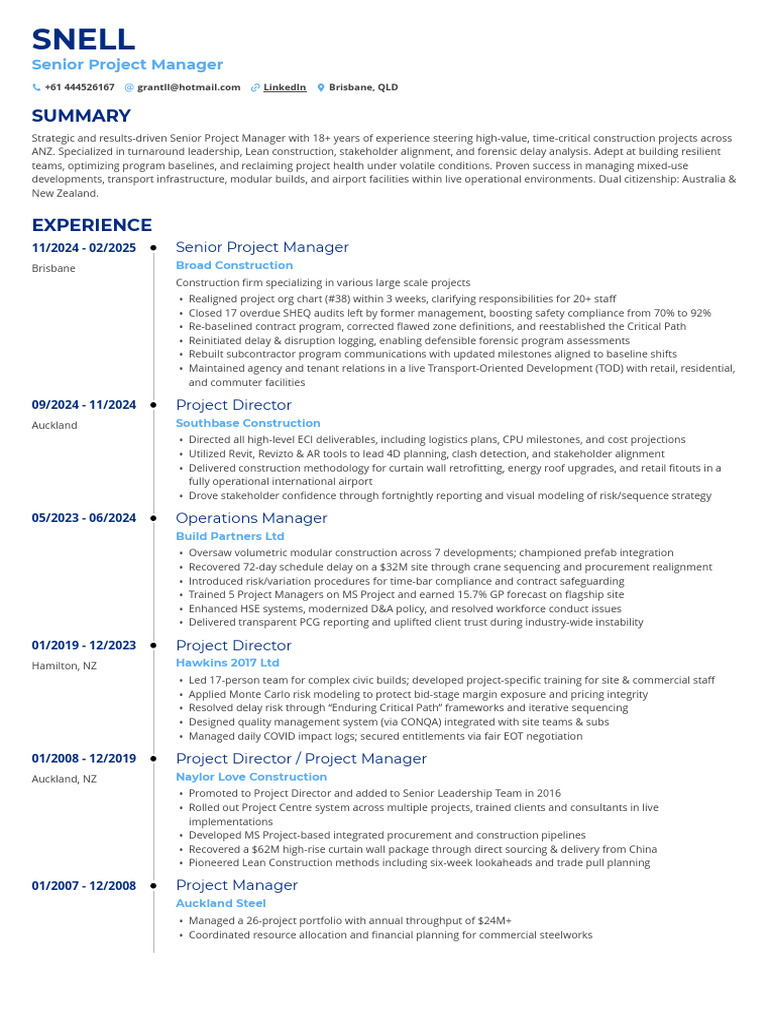 Senior Project Manager Profile | PDF | Scrum (Software Development ...