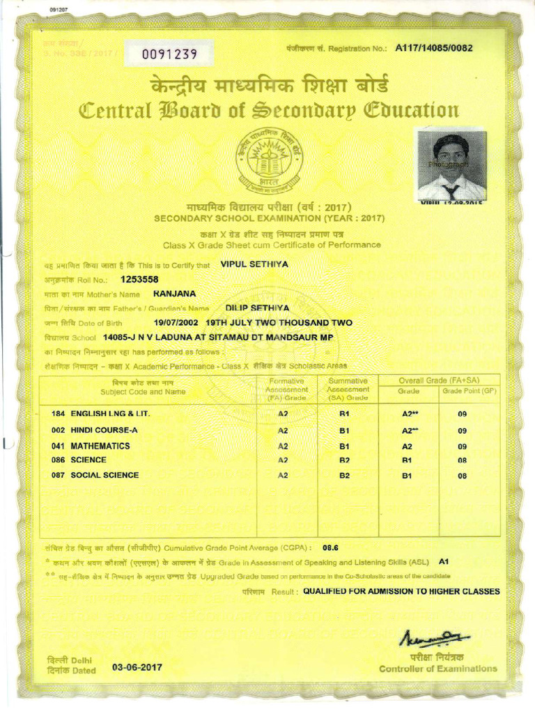 Higher Classes Social Science Grades | PDF