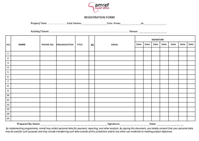 MF2 Registration Form Template | PDF