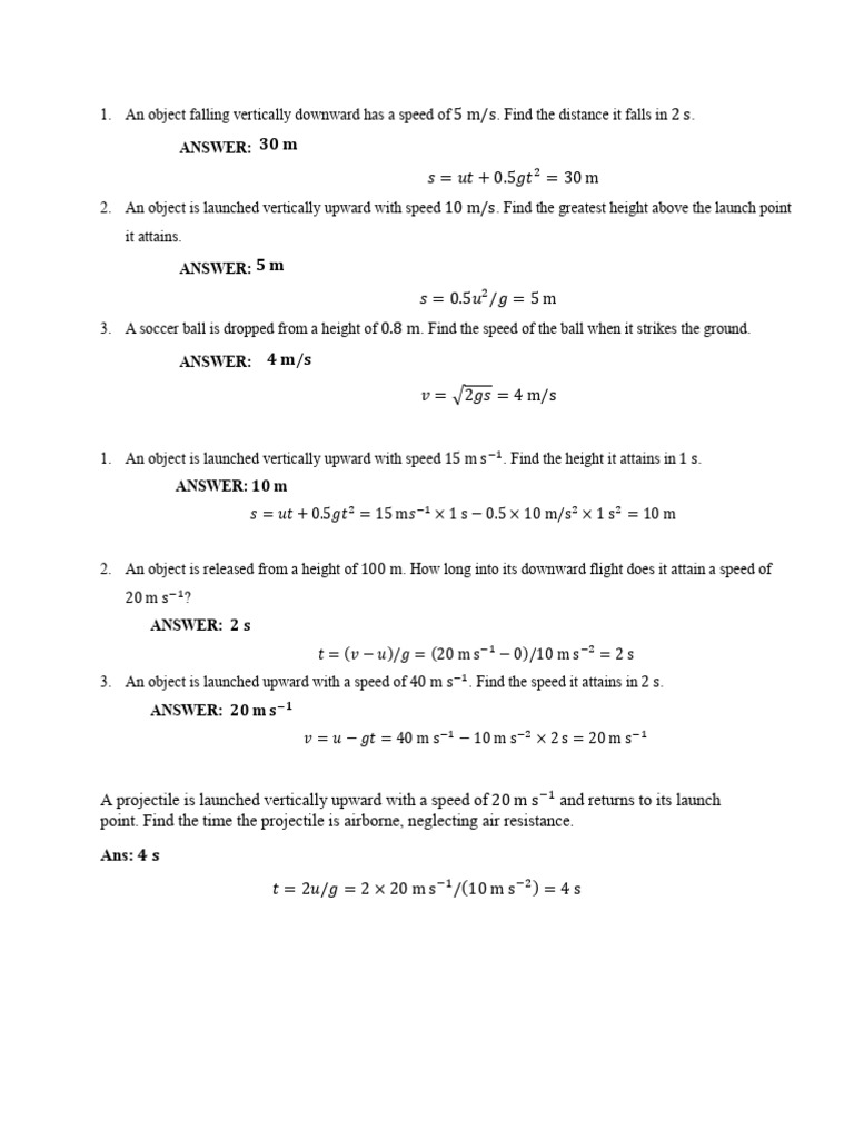 Physics Problems on Motion and Projectile | PDF | Acceleration | Velocity