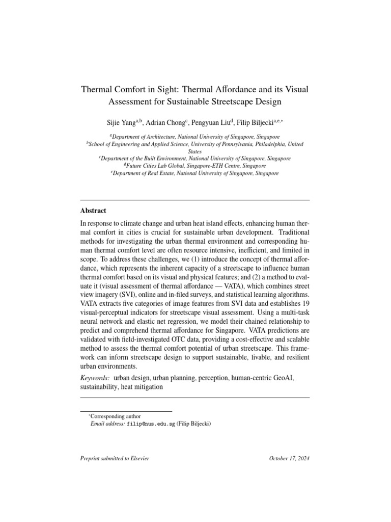 Visual Assessment of Thermal Comfort | PDF