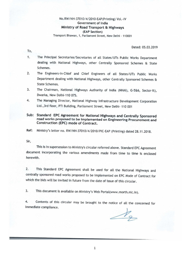 EPC Agreement for Road/Bridge Project | PDF | Indemnity | Breach Of ...