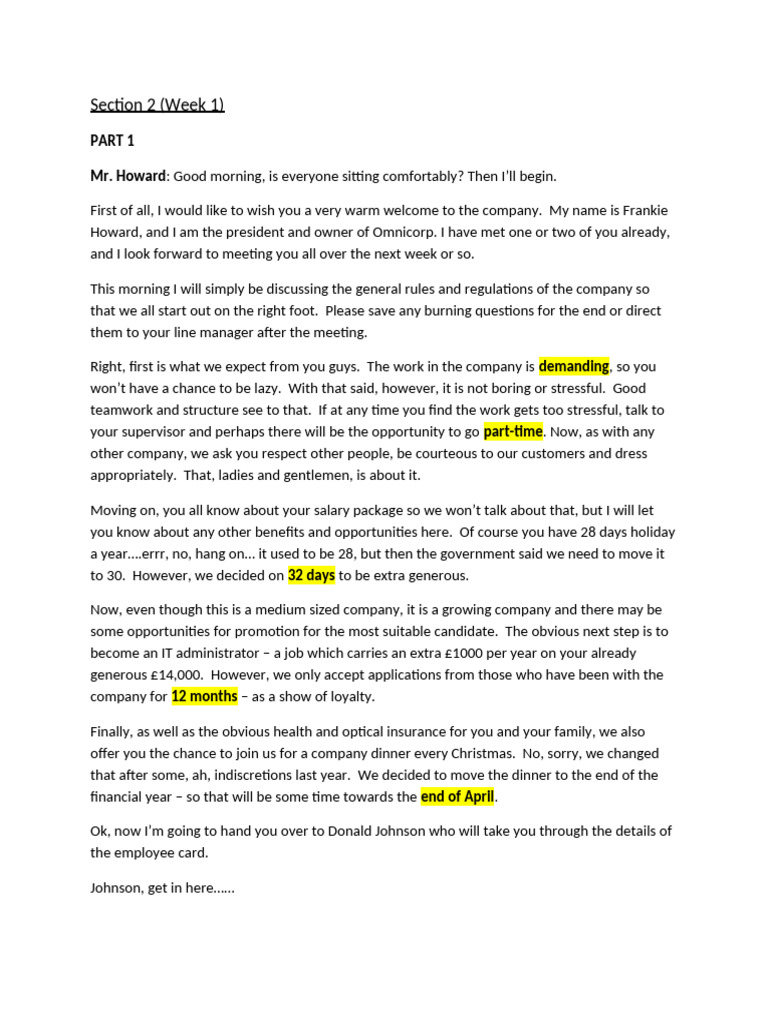Section 2 Tapescript + Answers | PDF