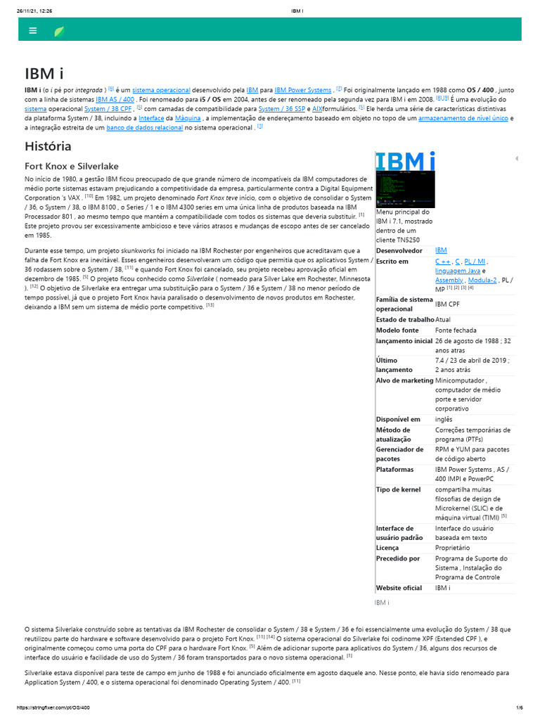 História e Evolução do IBM i | PDF | Armazenamento de dados de ...