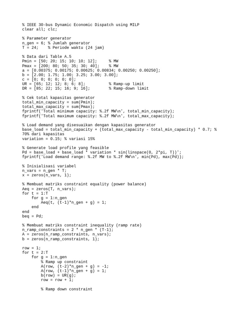 IEEE 30-Bus Economic Dispatch Model | PDF | Applied Mathematics ...