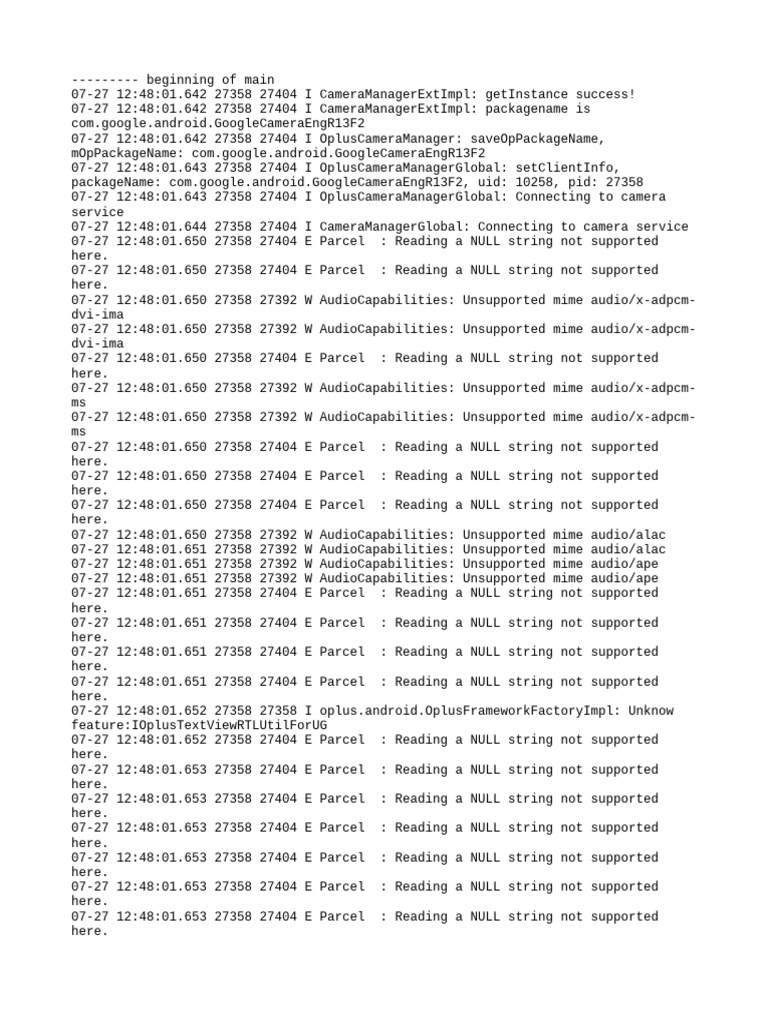 Camera Service Connection Logs | PDF | Computing | System Software