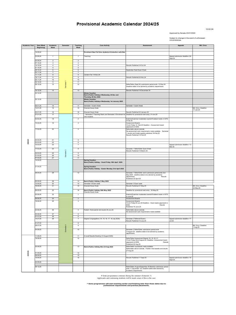 Academic Calendar 2024 25 Final | PDF | Academic Term | Educational Stages