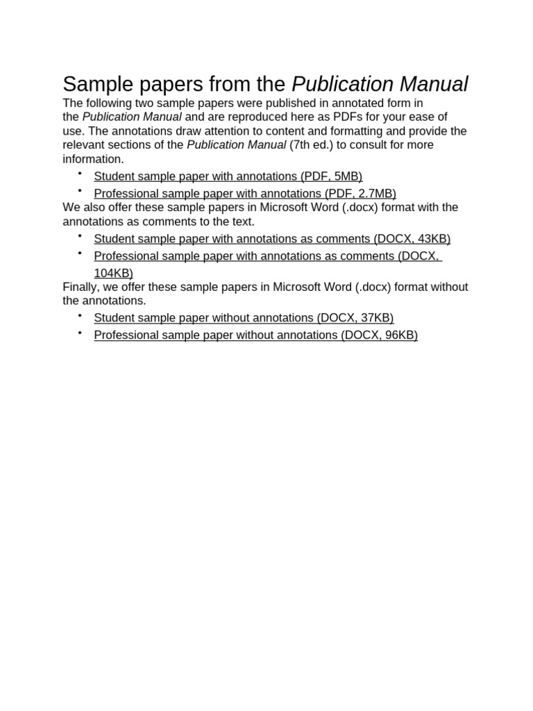 Sample Papers From The | PDF