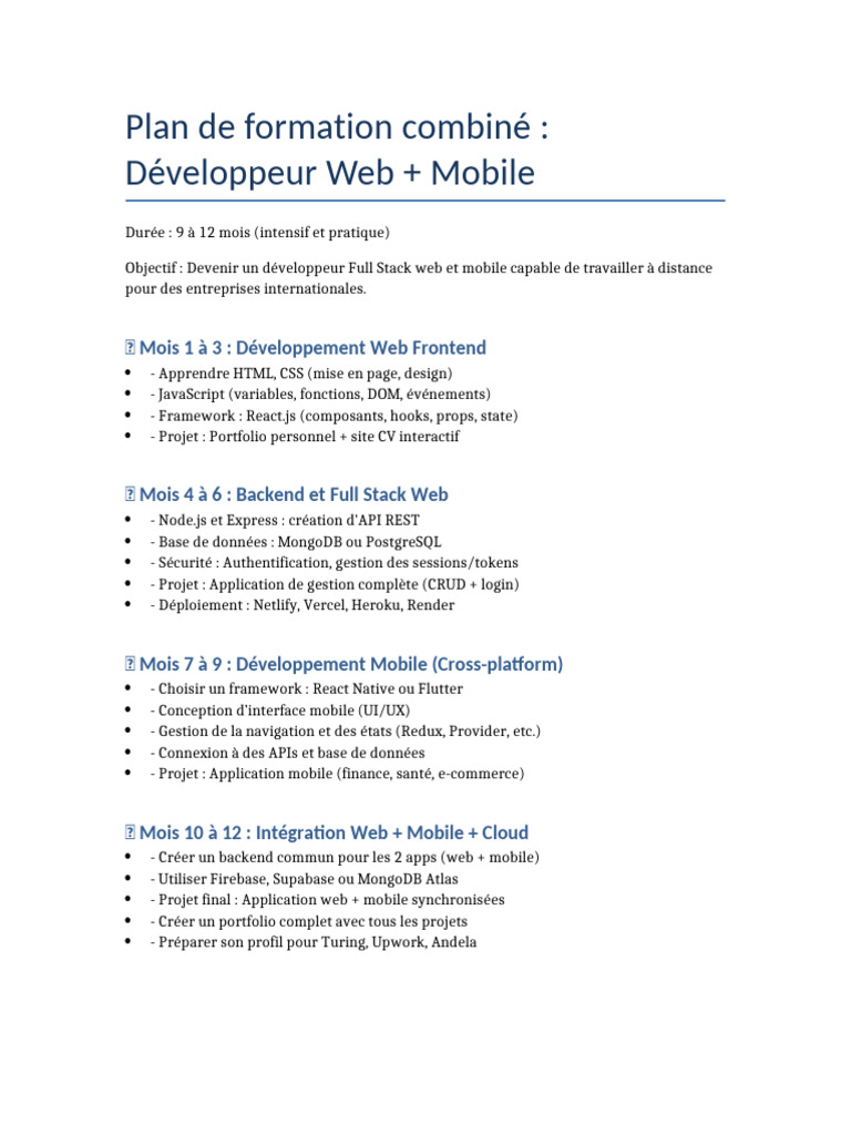 Formation Développeur Web et Mobile | PDF