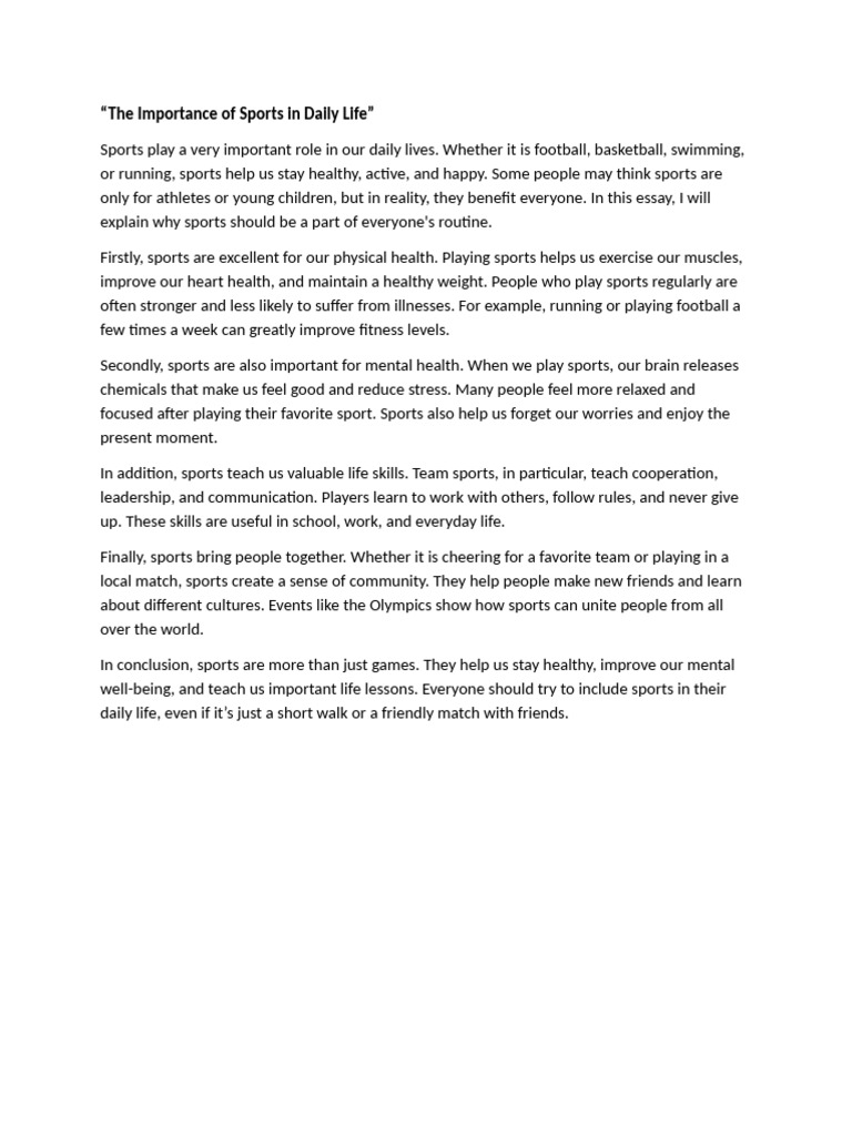 Importance of Sports in Daily Life | PDF