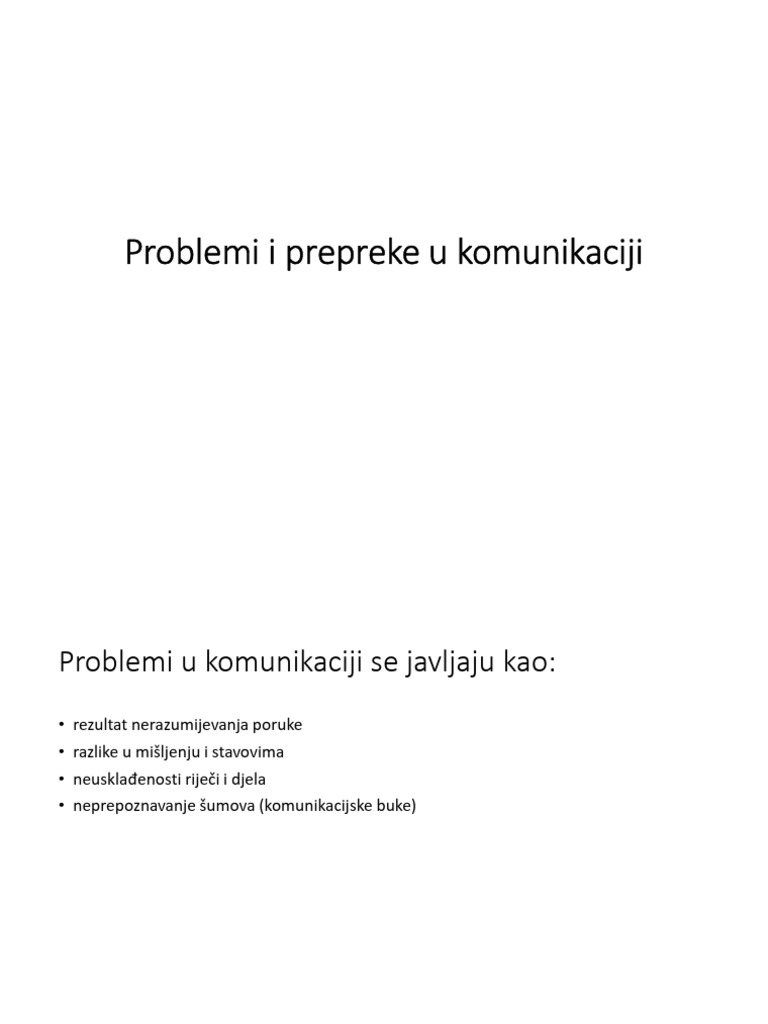 Problemi I Prepreke U Komunikaciji | PDF
