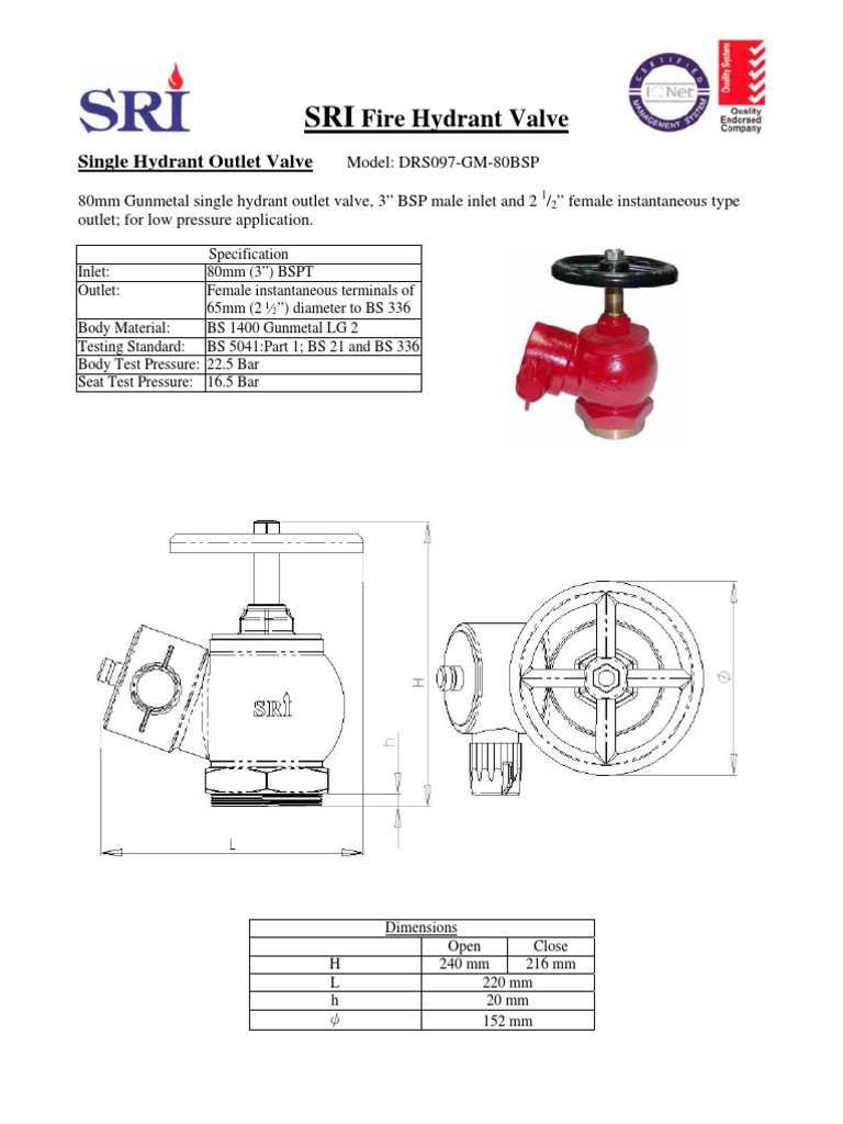 SRI Fire Hydrant Valve