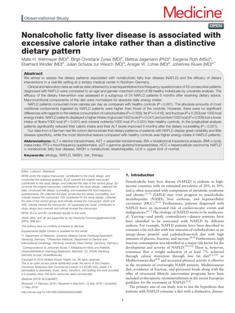 Nonalcoholic Fatty Liver Disease Is Associated With | PDF | Nutrition ...
