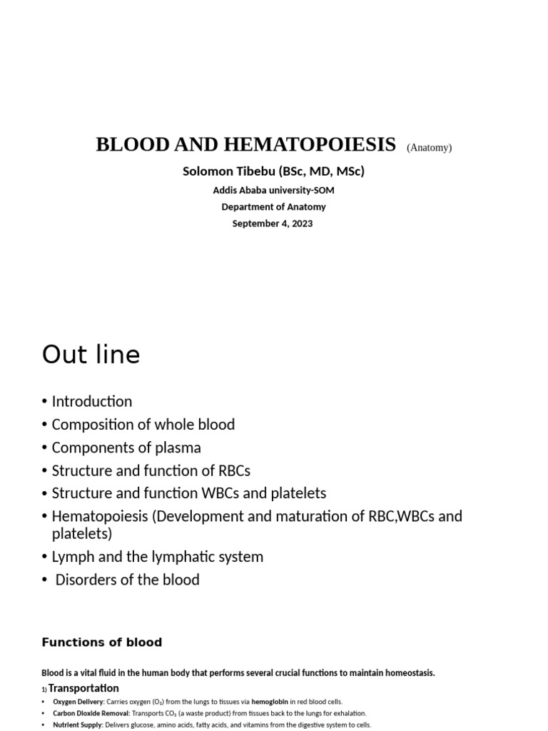 Blood Composition and Hematopoiesis Overview | PDF | Hematopoietic Stem ...