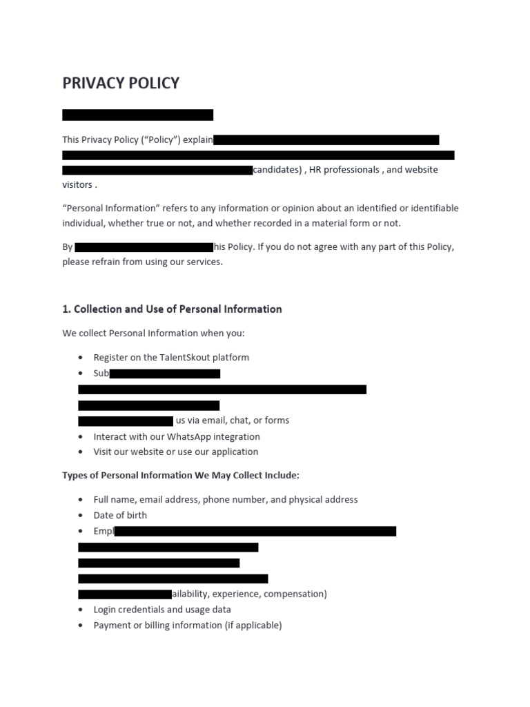 TalentSkout Privacy Policy Overview | PDF | Http Cookie | Information ...
